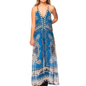 Hale Bob 100% Silk Floral Fusion Halter Maxi M